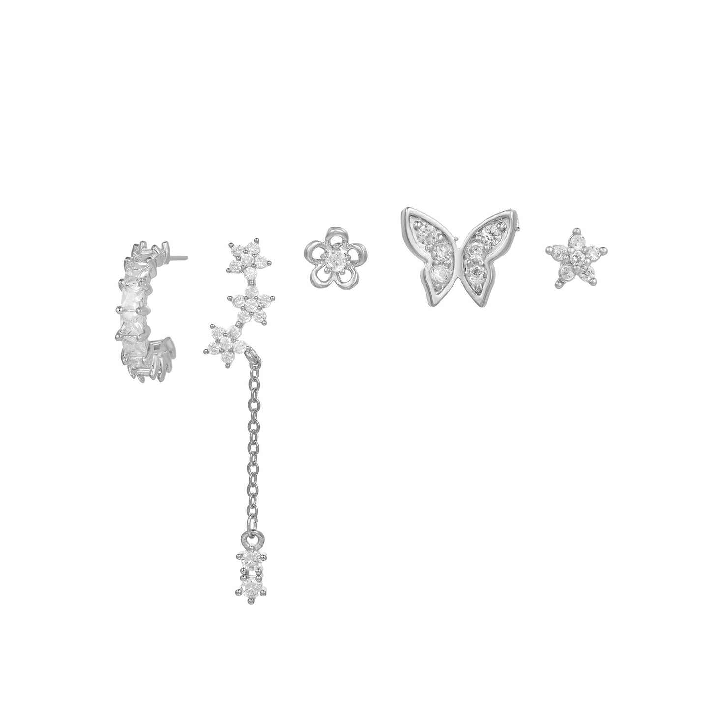 IVOJA Romantic Star & Moon Butterfly Earrings – Gold-Plated Zircon Jewelry