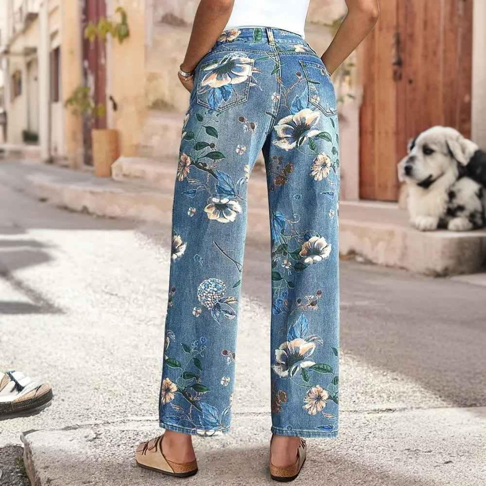70s Icon Boho Floral Wide-Leg Jeans – Relaxed Summer Fit