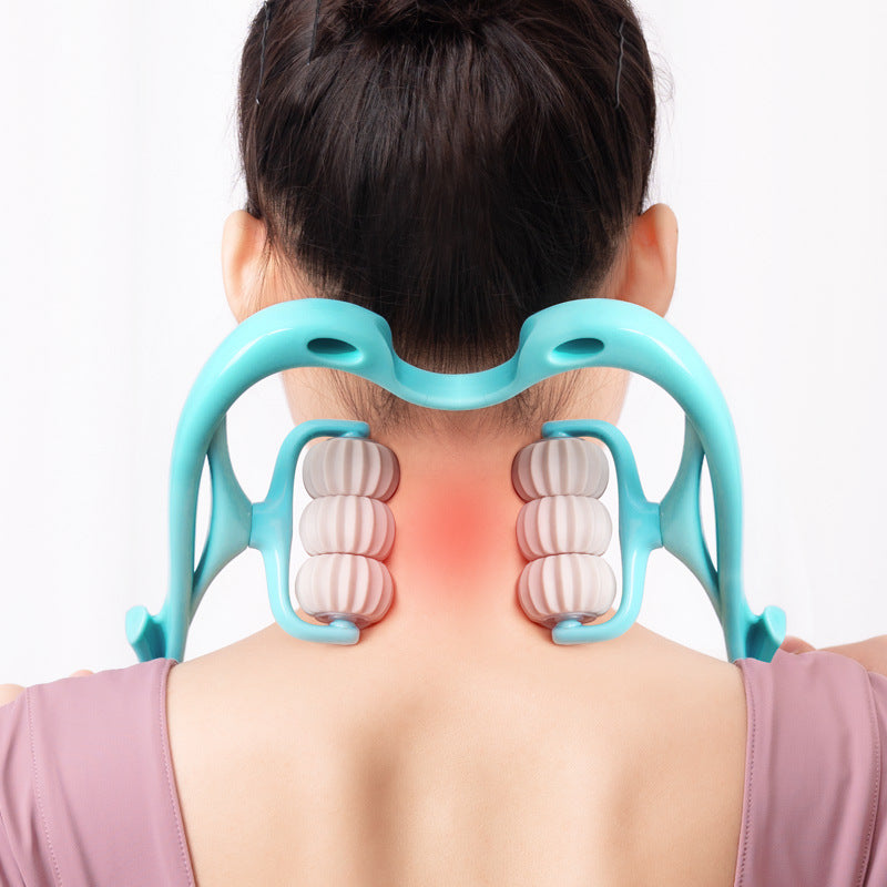 Ivoja 6-Wheel Neck Massager Roller – Manual Relax & Glow Therapy Tool