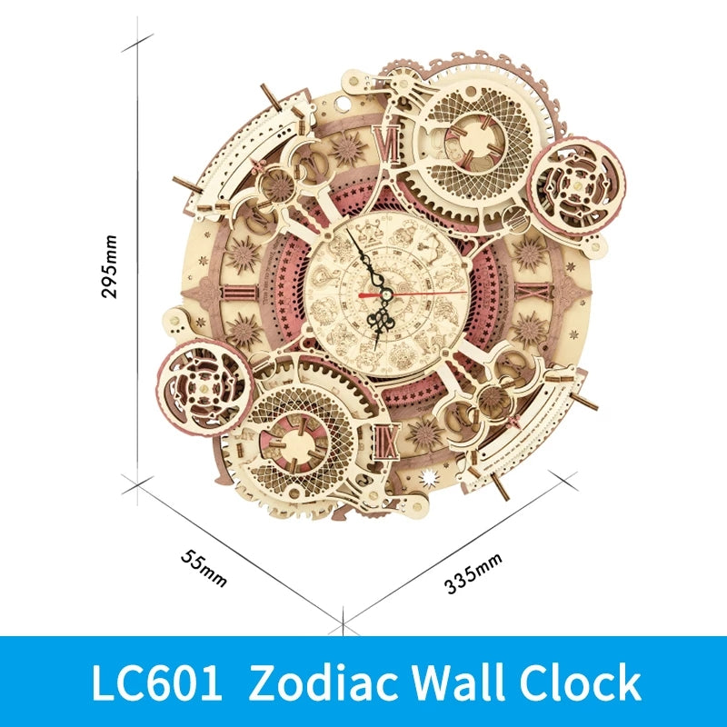 ROKR Zodiac Wall Clock – Mechanical 3D Wooden Puzzle with Working Clock