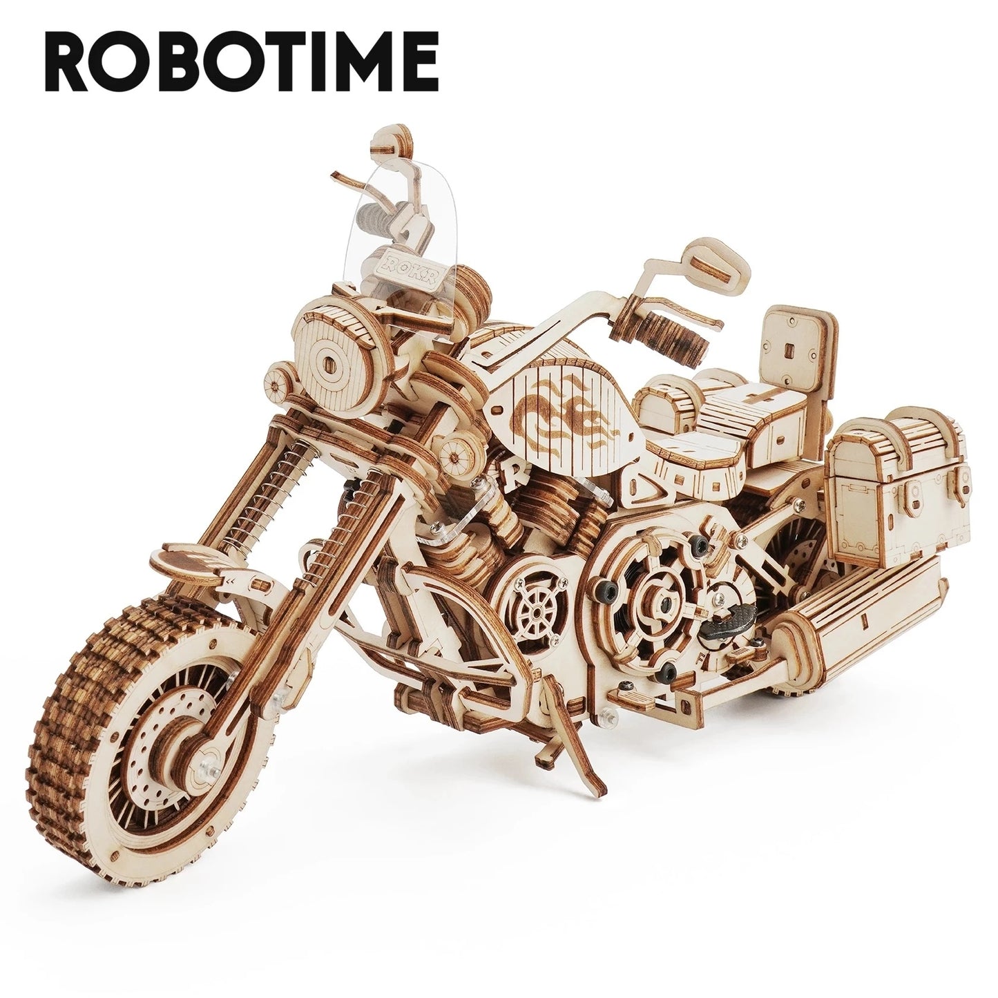 ROKR™ 420-Piece Wooden Motorcycle Model Kit – Mechanical 3D Puzzle for Adults & Teens