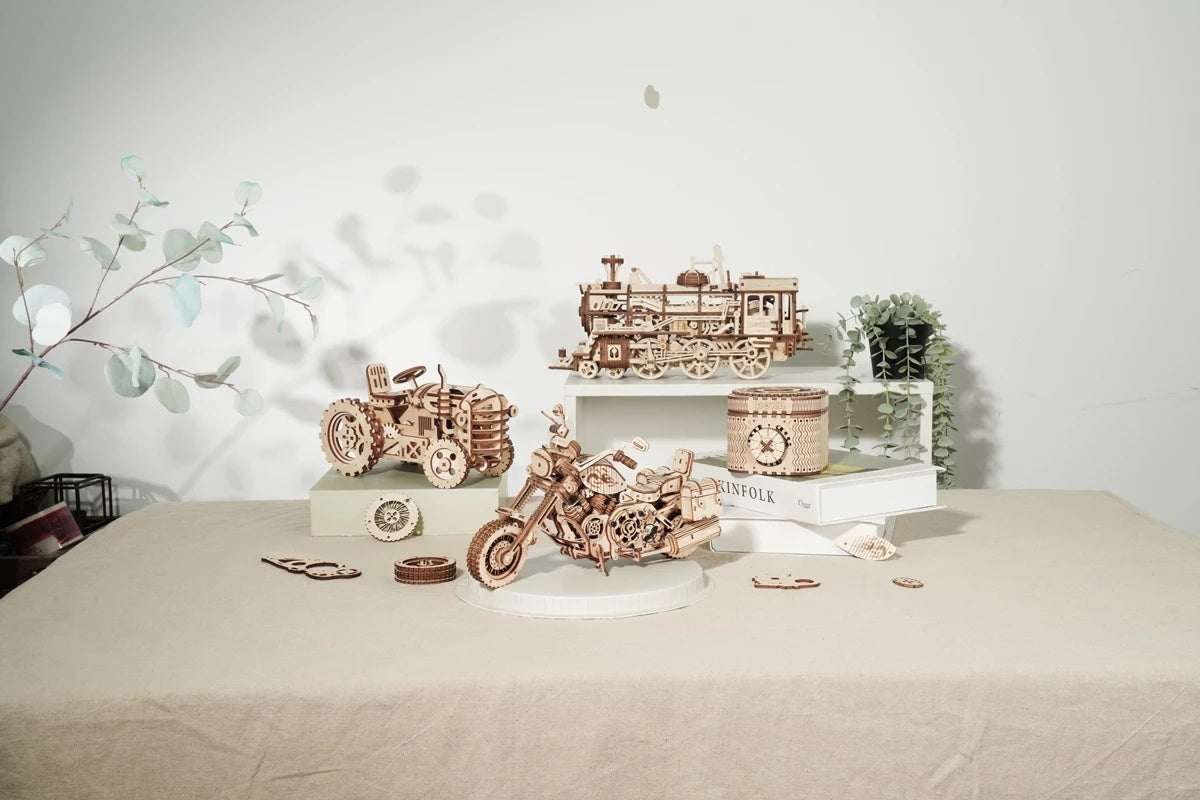 ROKR™ 420-Piece Wooden Motorcycle Model Kit – Mechanical 3D Puzzle for Adults & Teens