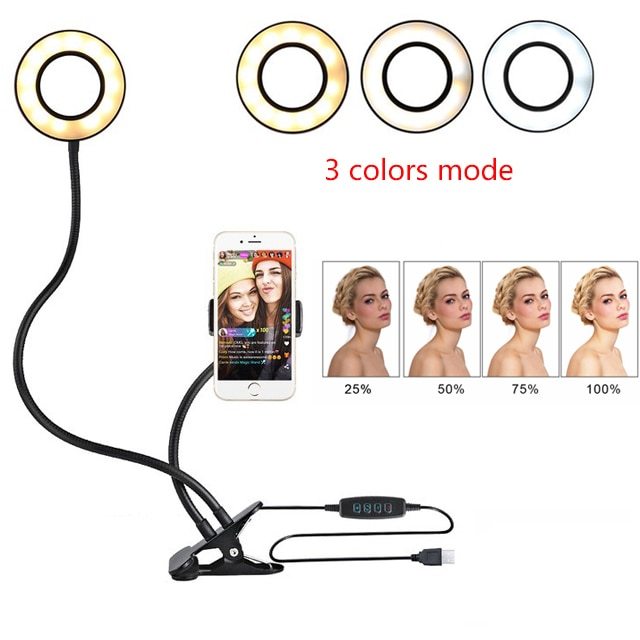 Ivoja Glow Circle Mini Ring Light – Adjustable Beauty Light with Clip Stand 