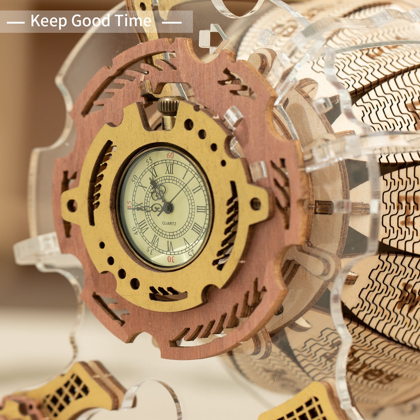 ROKR Zodiac Wall Clock – Mechanical 3D Wooden Puzzle with Working Clock