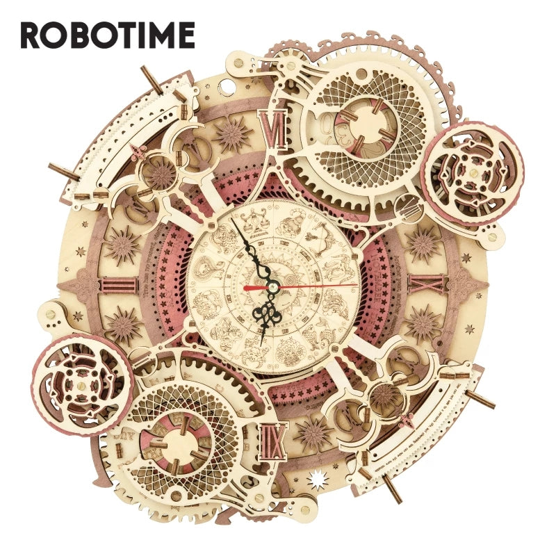 ROKR Zodiac Wall Clock – Mechanical 3D Wooden Puzzle with Working Clock