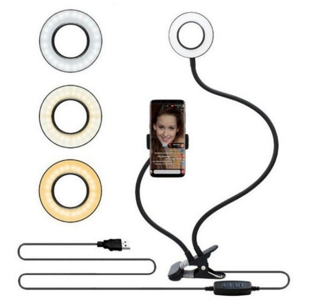 Ivoja Glow Circle Mini Ring Light – Adjustable Beauty Light with Clip Stand 