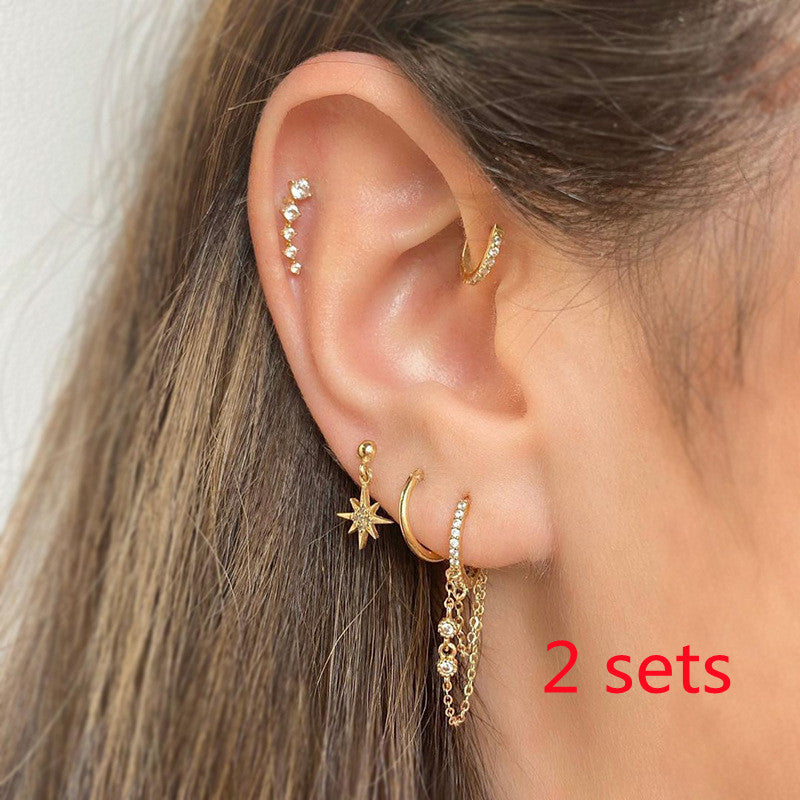 IVOJA Romantic Star & Moon Butterfly Earrings – Gold-Plated Zircon Jewelry