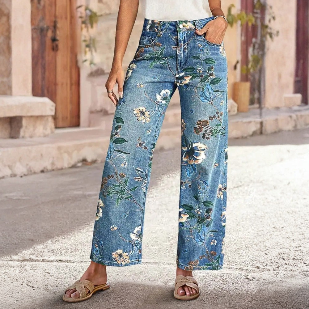 70s Icon Boho Floral Wide-Leg Jeans – Relaxed Summer Fit