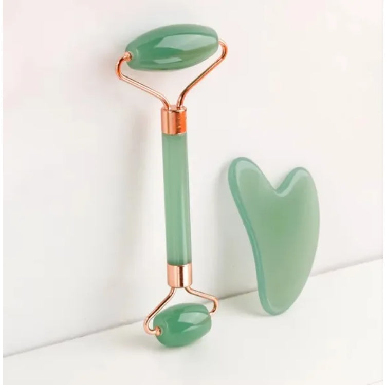 IVOJA™ Jade Gua Sha & Face Roller Set – Sculpting, Glow & Tension Relief Facial Massage Tool
