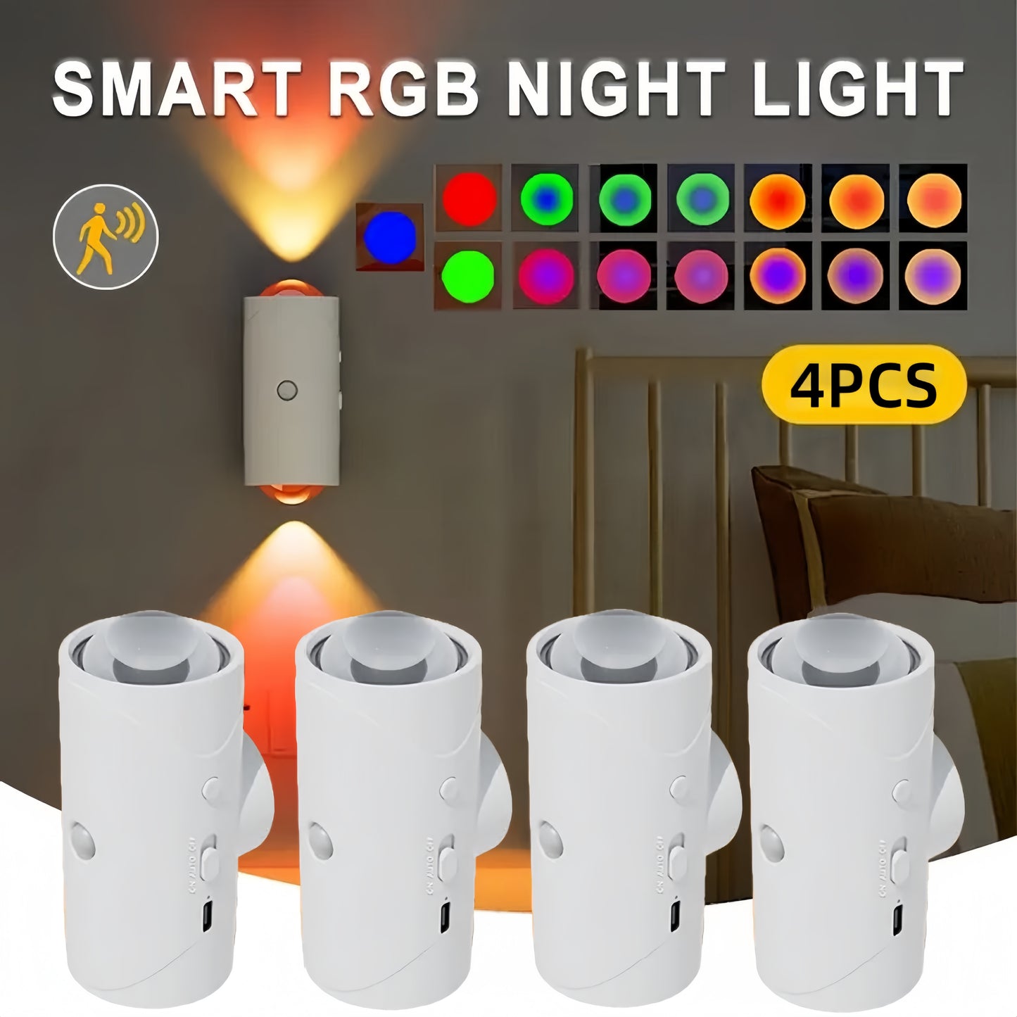 Magnetic Evening Glow Lights (2- or 4-Pack) – Motion-Sensing Wall Mood Lights with Soft Gradient Glow