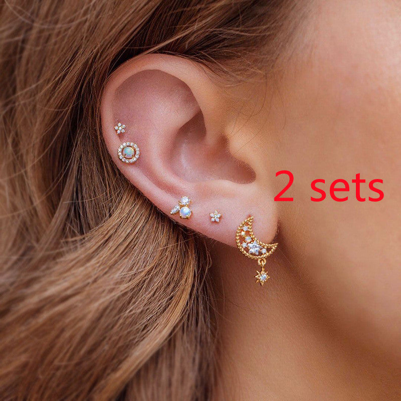 IVOJA Romantic Star & Moon Butterfly Earrings – Gold-Plated Zircon Jewelry