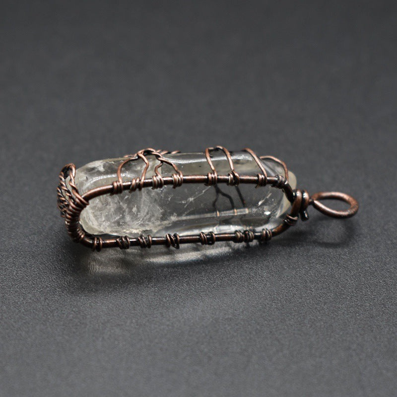 Ivoja Tree of Life Crystal Pillar Necklace – 70s-Inspired Boho Glow 