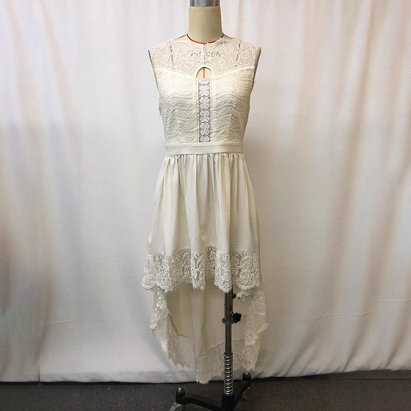 Women’s Sleeveless Lace Floral Hollow-Out Dress – Elegant Boho Beach & Evening Dress