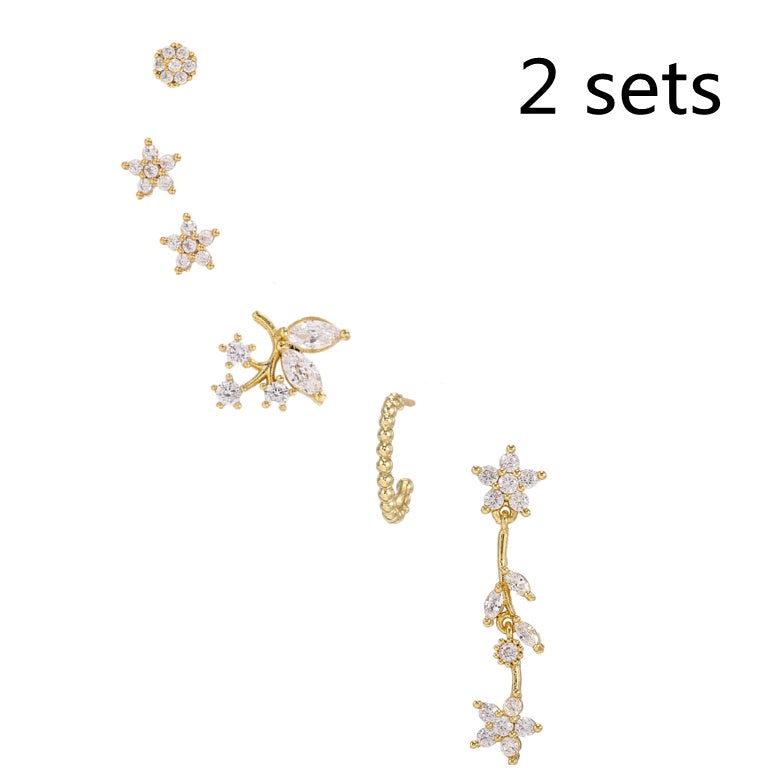 IVOJA Romantic Star & Moon Butterfly Earrings – Gold-Plated Zircon Jewelry