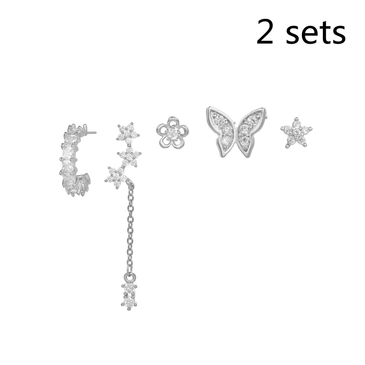 IVOJA Romantic Star & Moon Butterfly Earrings – Gold-Plated Zircon Jewelry